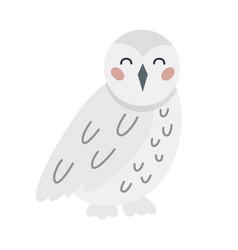 Cute Cartoon Hand Drawn White Polar Owl