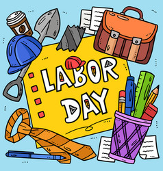 Labor Day Banner Colored Cartoon