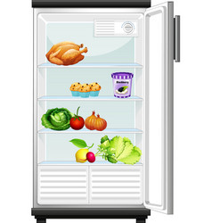 Opened Refrigerator With Food Inside