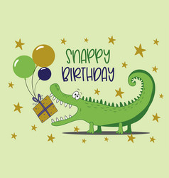 Snappy Birthday - Funny Alligator With Balloons