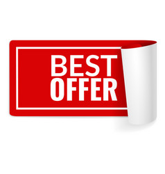 Best Offer Curled Red Sticker Sticky Label Mockup