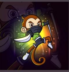 Ninja Monkey Is Swinging The Katana Esport Mascot