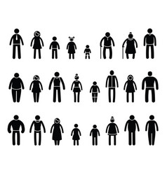 Stick Family People Cartoon Muscular And Skinny