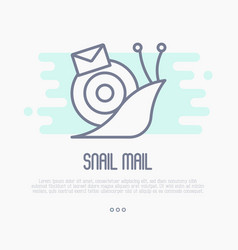 Thin Line Icon Of Snail Mail With Envelope