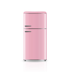 3d Realistic Pink Retro Vintage Fridge Icon