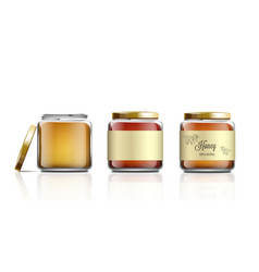 Glass Honey Jar Mockup Set With And Without Label