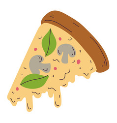 Isolated Sketch Of A Slice Of A Vegan Pizza