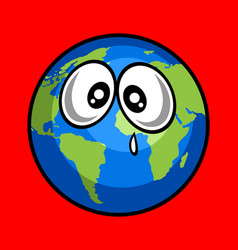 World Globe With Sad Face