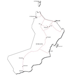 Oman Black White Map