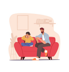 Angry Dad Character Sit On Couch Scold Son Closing