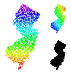 Rainbow Gradient Stars Mosaic Map Of New Jersey