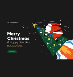 Christmas Holiday Sale Web Banner Santa Claus