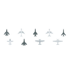 Jet Fighter And Aircraft Top View Set