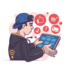 Young Man Order Thing Shopping Online Using