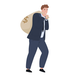 Business Man Carrying Bag With Cash Money Dollar