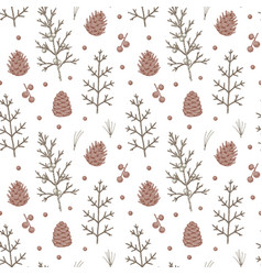 Christmas Floral Seamless Patter With Conifer