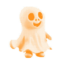 Cute White Sheet Ghost - Halloween Halftone Dotted