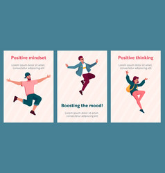 Positive Mindset Good Mood Group Cartoon Banners