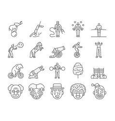 Circus Carnival Vintage Show Icons Set