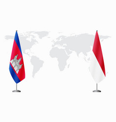 Cambodia And Monaco Flags For Official Meeting