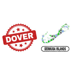 Dover Grunge Stamp And Bermuda Islands Map Mosaic