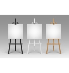 Wooden Brown Black White Easels With Canvases