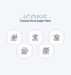 Corona Virus Super Hero Line Icon Pack 5