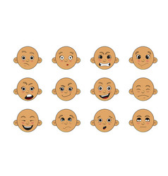 Bald Child Face With Different Emotions