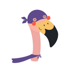 Cute Funny Flamingo Superhero In Costume Cartoon