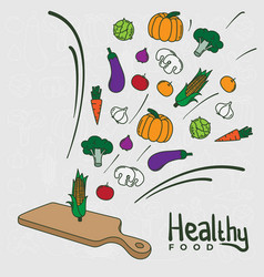 Flying Simple Vegetables Design To The Cook Mat