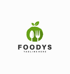 Green Food Logo With Spoon And Fork Sign