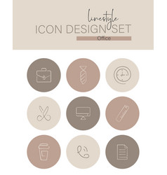 Linestyle Icon Design Set Office