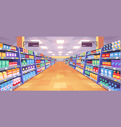 Aisle In Grocery Store Shelves Background