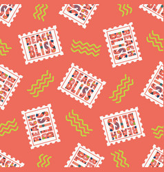 Beach Bliss Typography Seamless Pattern