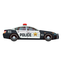 Police Car Side View Of Patrol Auto With Siren