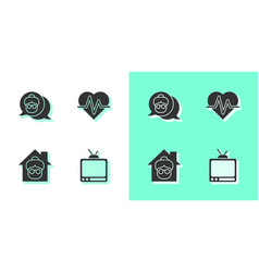 Set Retro Tv Grandmother Nursing Home And Heart