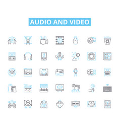 Audio And Video Linear Icons Set Playback