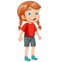 Cute Girl With Braid Hair Cartoon