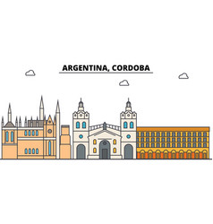 Argentina Cordoba Outline City Skyline Linear