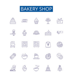 Bakery Shop Line Icons Signs Set Design