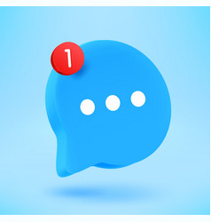 Blue Speech Cloud With Notification Icon 3d Icon