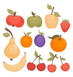 Collection Fruits And Berries Apples Pear Banana