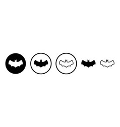 Bat Icon Set Black Filled And Outlined Style