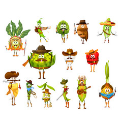 Cartoon Vegetables Cowboy Ranger Indian Sheriff