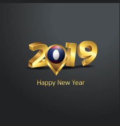 Happy New Year 2019 Golden Typography With Laos