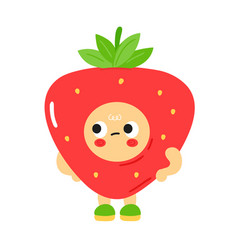 Cute Funny Sad Bored Strawberry With Baby Face