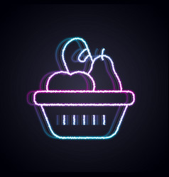 Glowing Neon Line Donation Food Box Icon Isolated