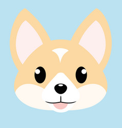 Corgi Dog Head In Flat Style