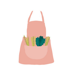 Apron With Big Pocket Vegetables Leaves Sticking