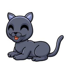 Cute British Shorthair Cat Cartoon Sitting